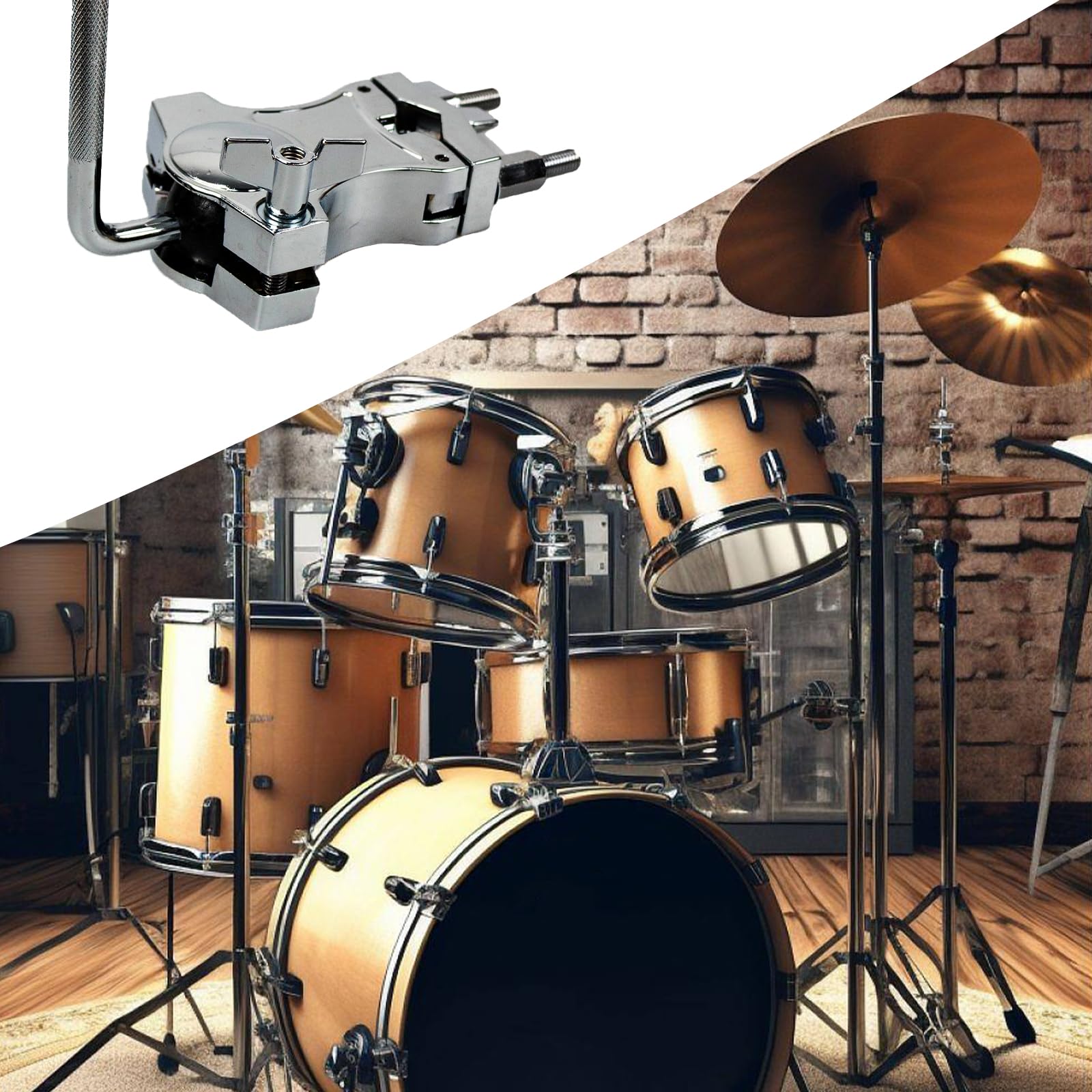 L-Rod Cowbells Clamp, Adjustable Percussion Drum Set Extension Clip, Drum Clamp Cowling Mounting Bracket Expansion Clamp for Toms, Clappers Tambourines, Mini Timbales