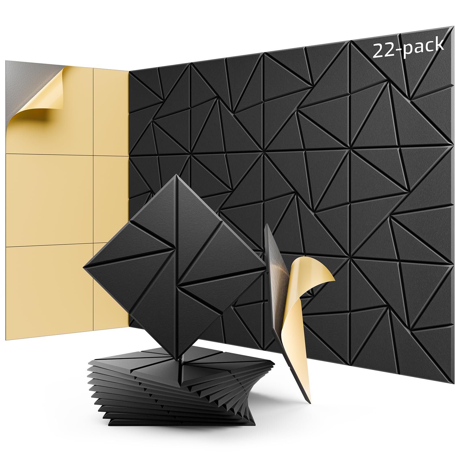 22 Pack Acoustic Panels, Sound Proof Foam Panels for Walls, Self-Adhesive High Density Soundproof Wall Panels, 12″ X 12″ X 0.4″, Sound Absorbing Panels for Home, Studio, Office (Orange)