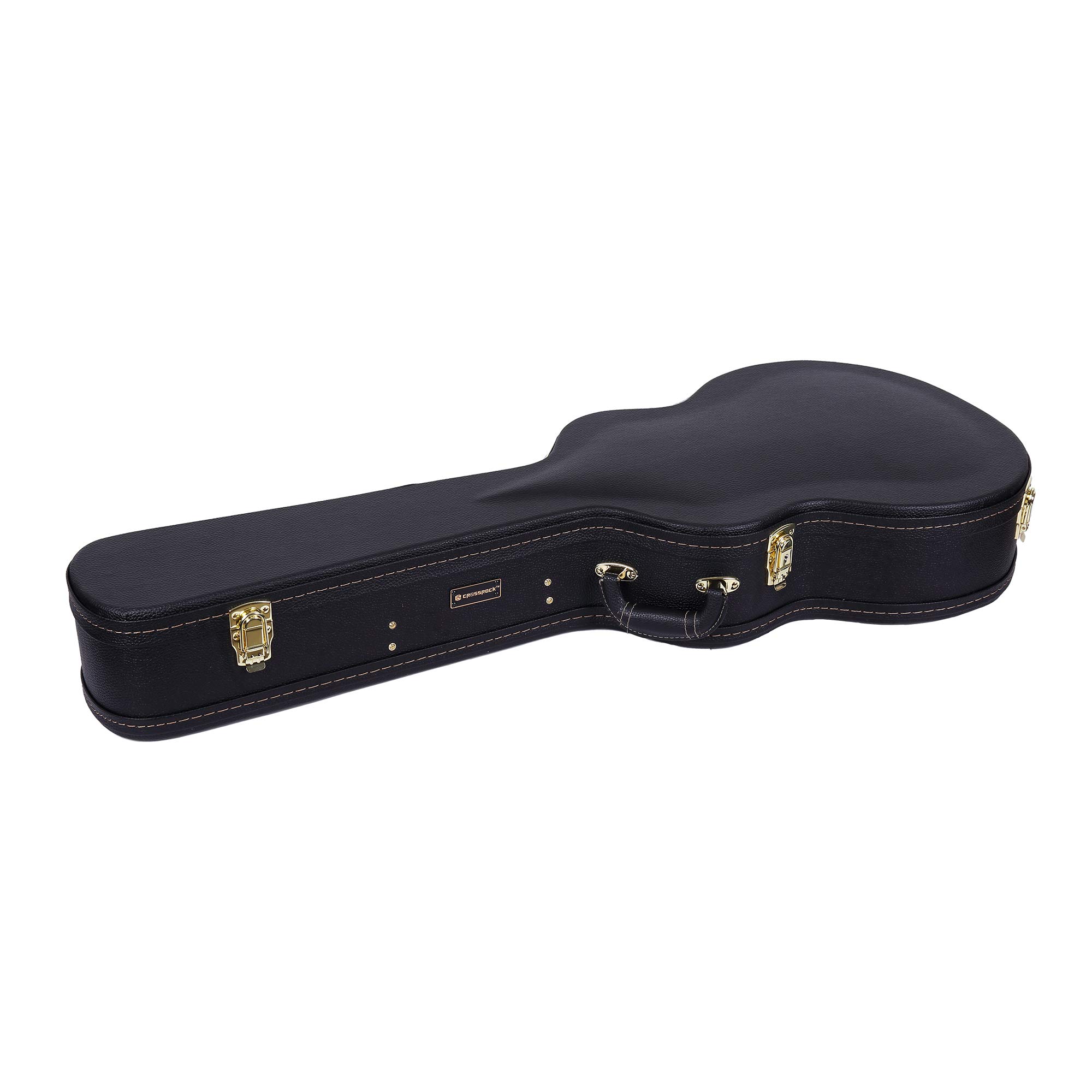 Crossrock Arch-Top Wood Case for OM/Martin 000-14 Fret Guitars, Black (CRW600OMBK)