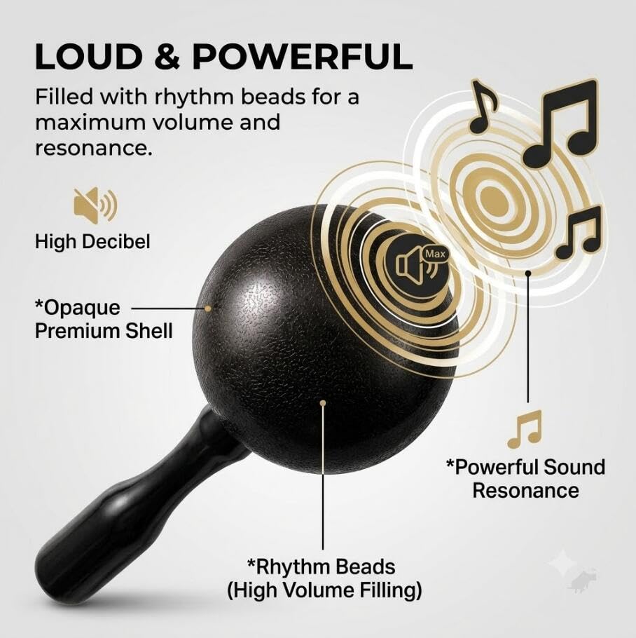 HILAZA Extra Loud Maracas, 8 Inch, Set of 2, Black