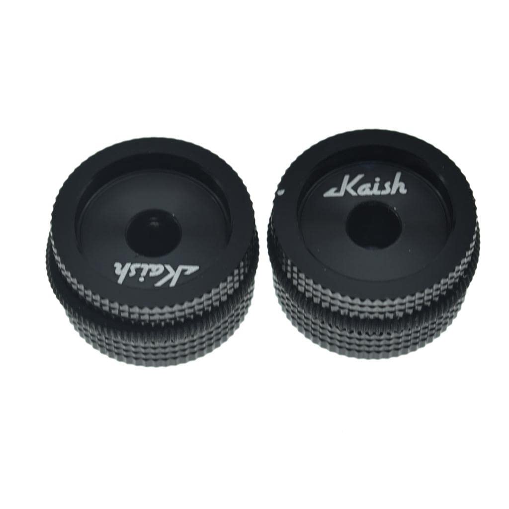 KAISH 2-Pack 63/64″(25mm) Diam. Aluminium Potentiometer Knobs 1/4″ Universal Metal Pot Knobs for Guitar/Bass/AMPS Amplifier/Power Amplifier/Preamps/Audio Equipments Black with Black Rubber o-ring