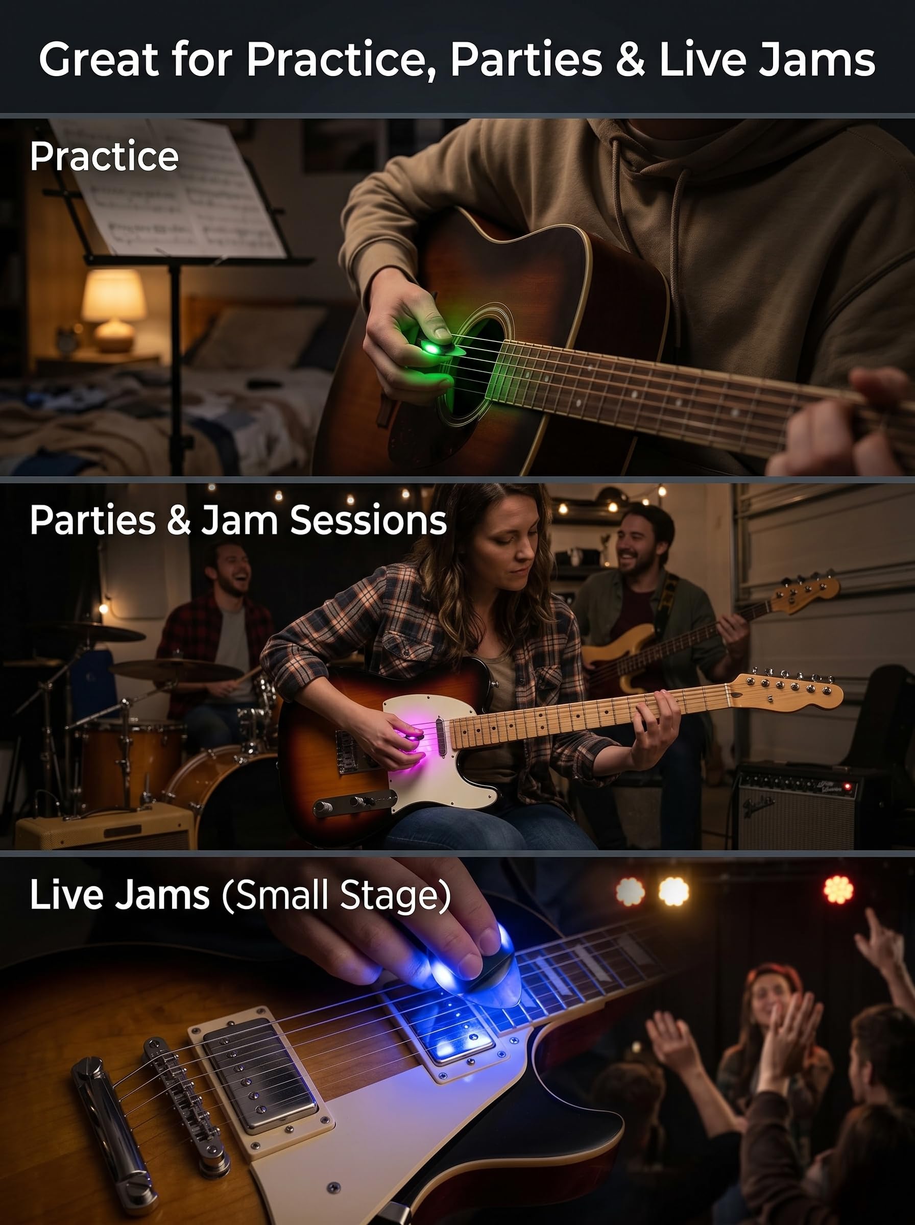 Purple Red LED Light Up Guitar Pick 1 Pack, Gift for Electric Bass Players