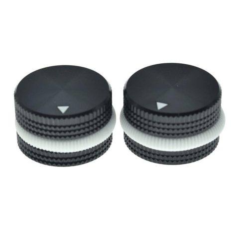 KAISH 2-Pack 63/64″(25mm) Diam. Aluminium Potentiometer Knobs 1/4″ Universal Metal Pot Knobs for Guitar/Bass/AMPS Amplifier/Power Amplifier/Preamps/Audio Equipments Black with White Rubber o-ring