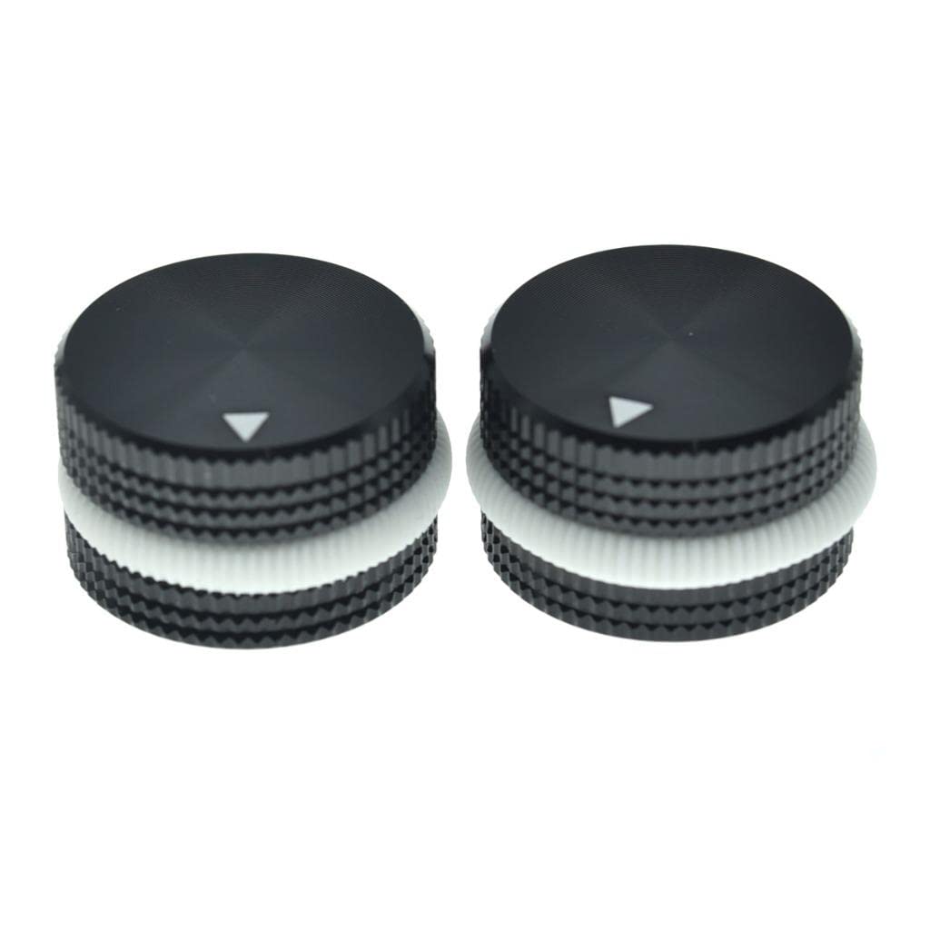 KAISH 2-Pack 63/64″(25mm) Diam. Aluminium Potentiometer Knobs 1/4″ Universal Metal Pot Knobs for Guitar/Bass/AMPS Amplifier/Power Amplifier/Preamps/Audio Equipments Black with White Rubber o-ring