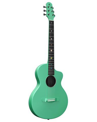 Natasha Carbon Fiber Acoustic Guitar, 38-inch Steel-string Guitarra,Durable 6-string Ultra-thin Guitar for Beginners (Green)