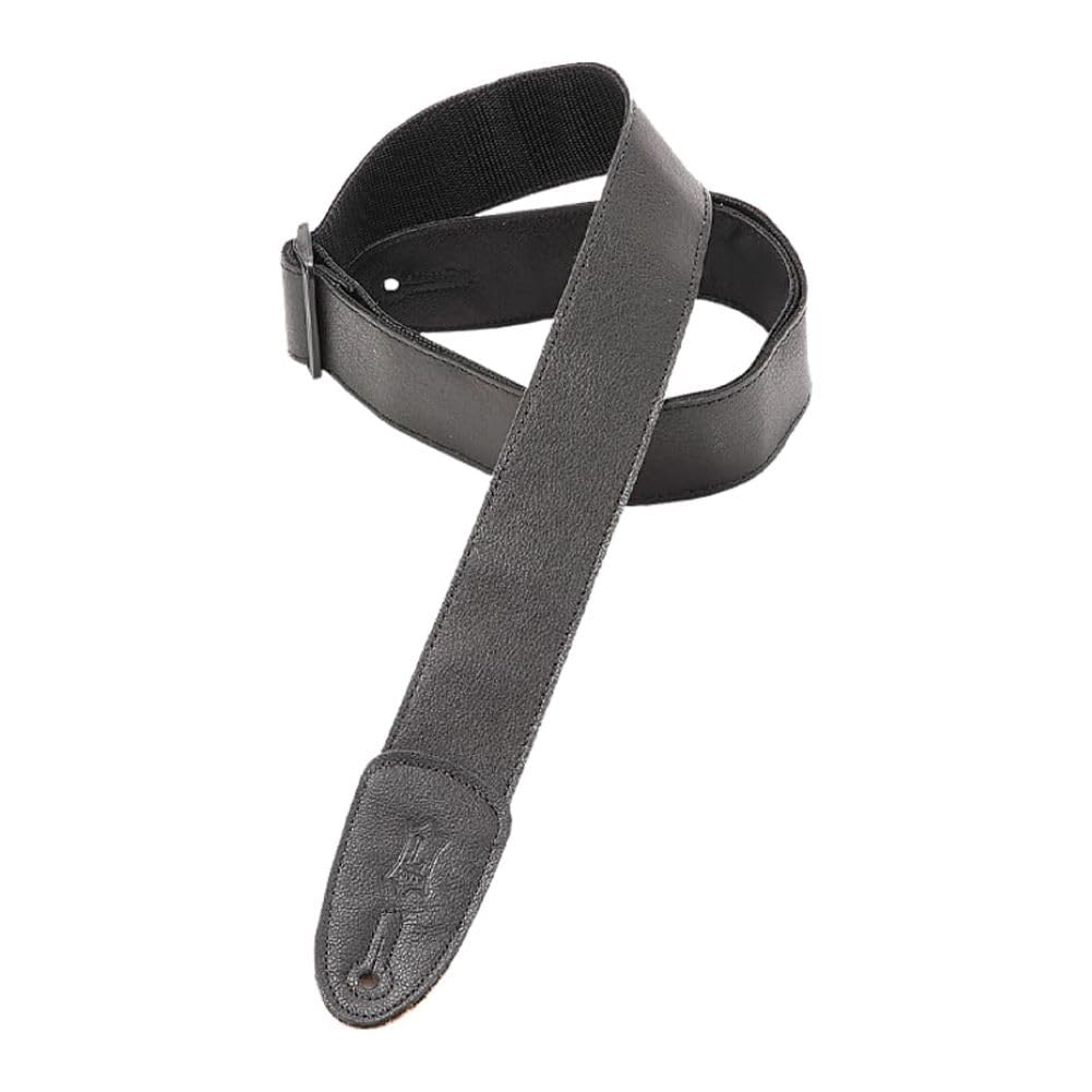 Levy’s Leathers 2″ Wide Black Garment Leather Guitar Strap with Polypropolene Backing and Tri-Glide Adjustment, Black (M7GP-BLK)