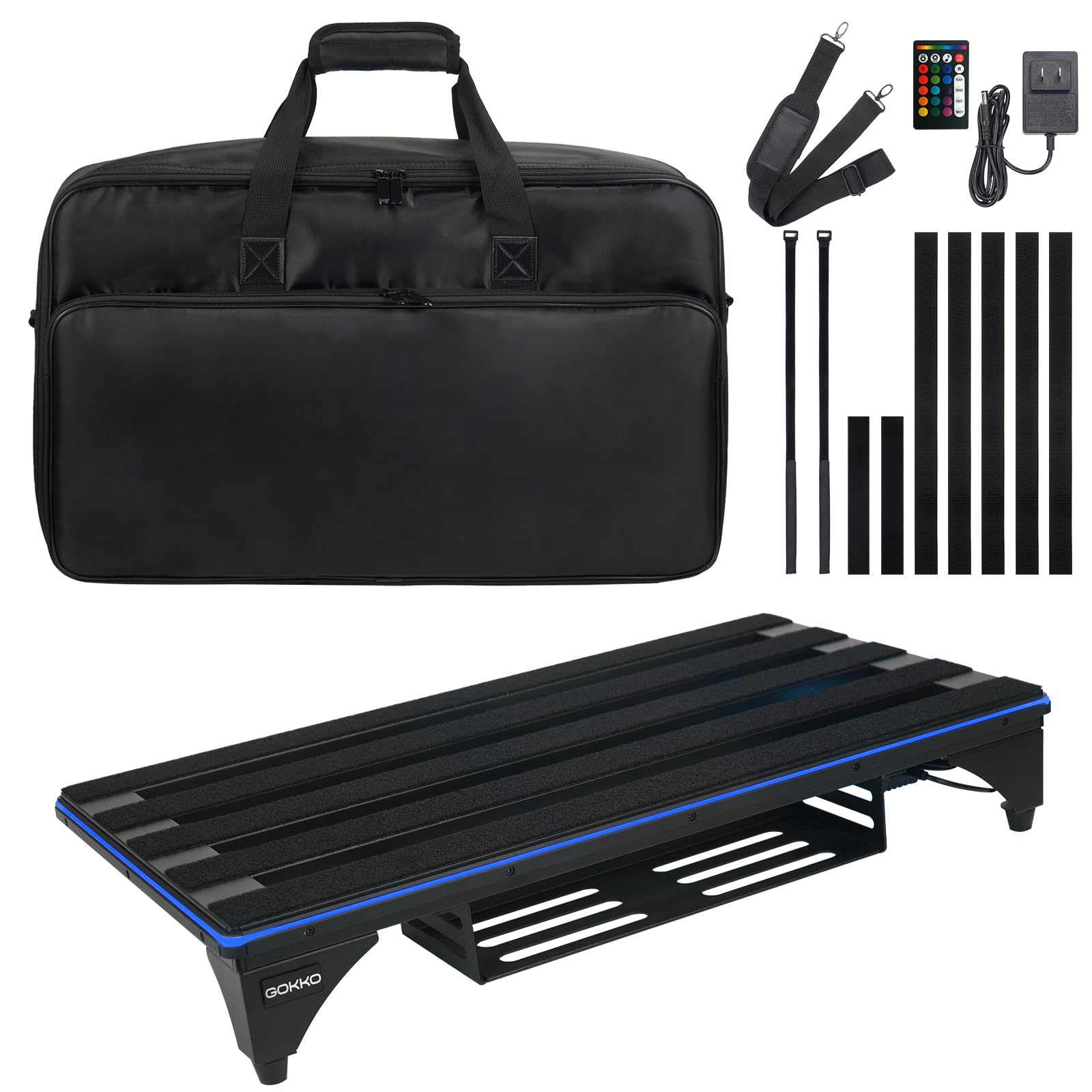 GOKKO Guitar Pedal Board with Dynamic Light Effects 22″ x 12.6″