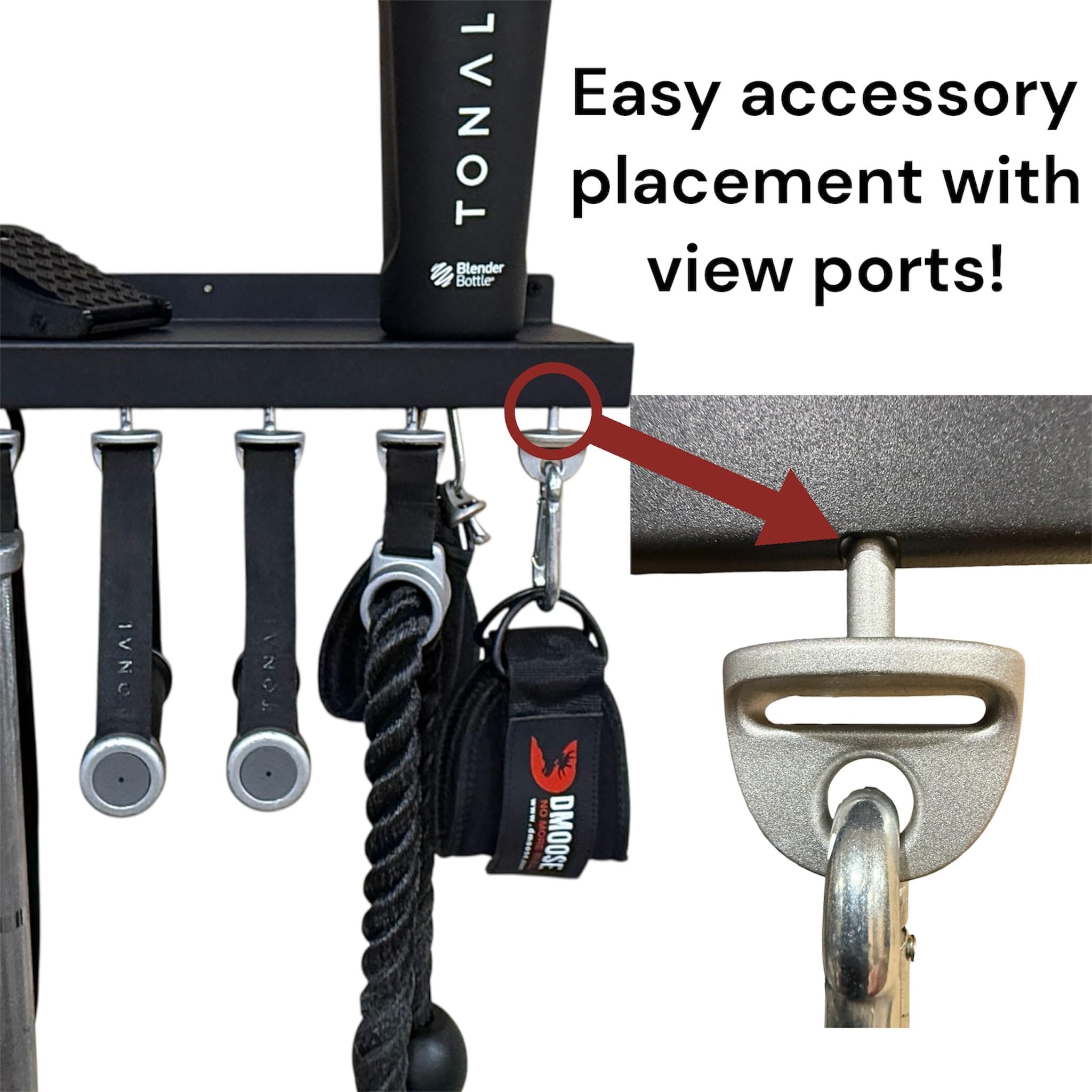 Bendy3D Solutions 17″ Accessory Shelf Compatible with Tonal – Metal Shelf with 6 T-Lock Mounts and 5 Hooks