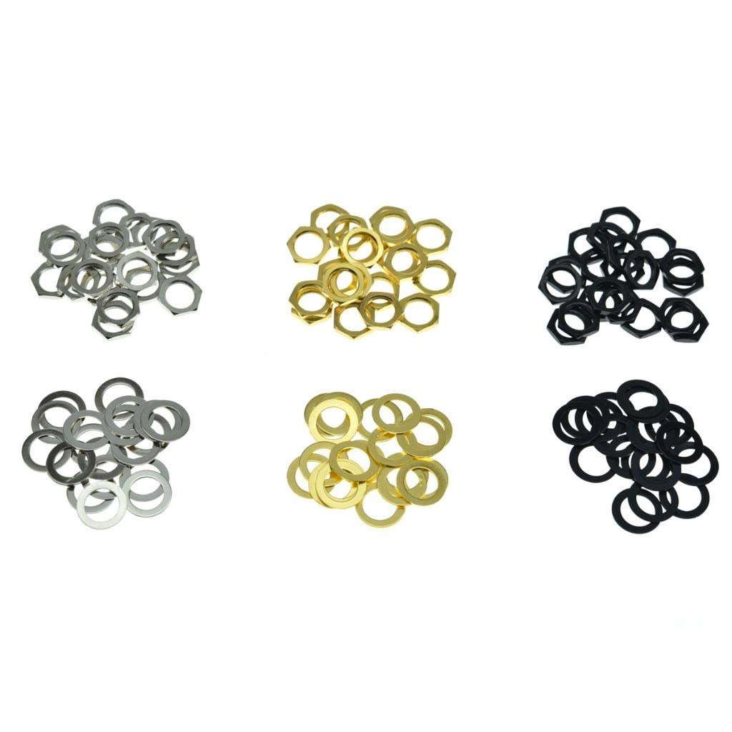 KAISH 20pcs Metric Guitar Input Output Jack Socket Nut and Washer Guitar Jack Nuts for Import Guitars Nickel