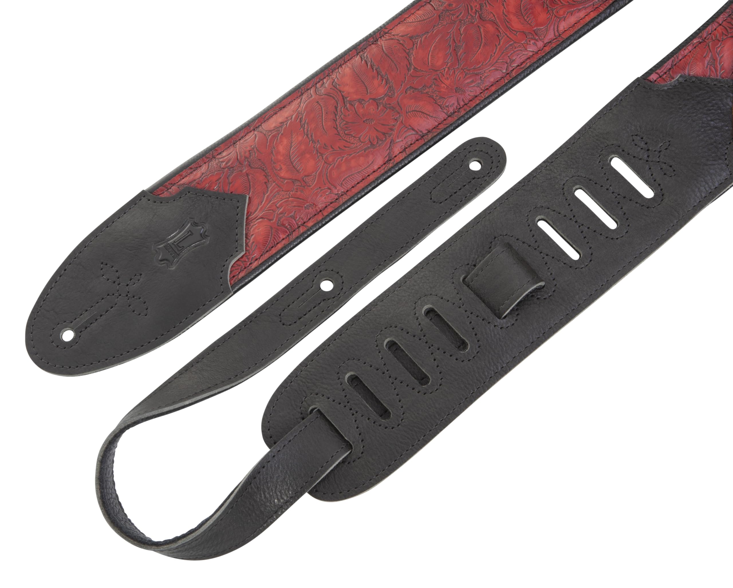 Levy’s Leathers Sundance Series 3″ Width Embossed Leather Guitar Strap – Premium Geranium Merlot Western Design, Wide & Comfortable Support (M4WP-003)