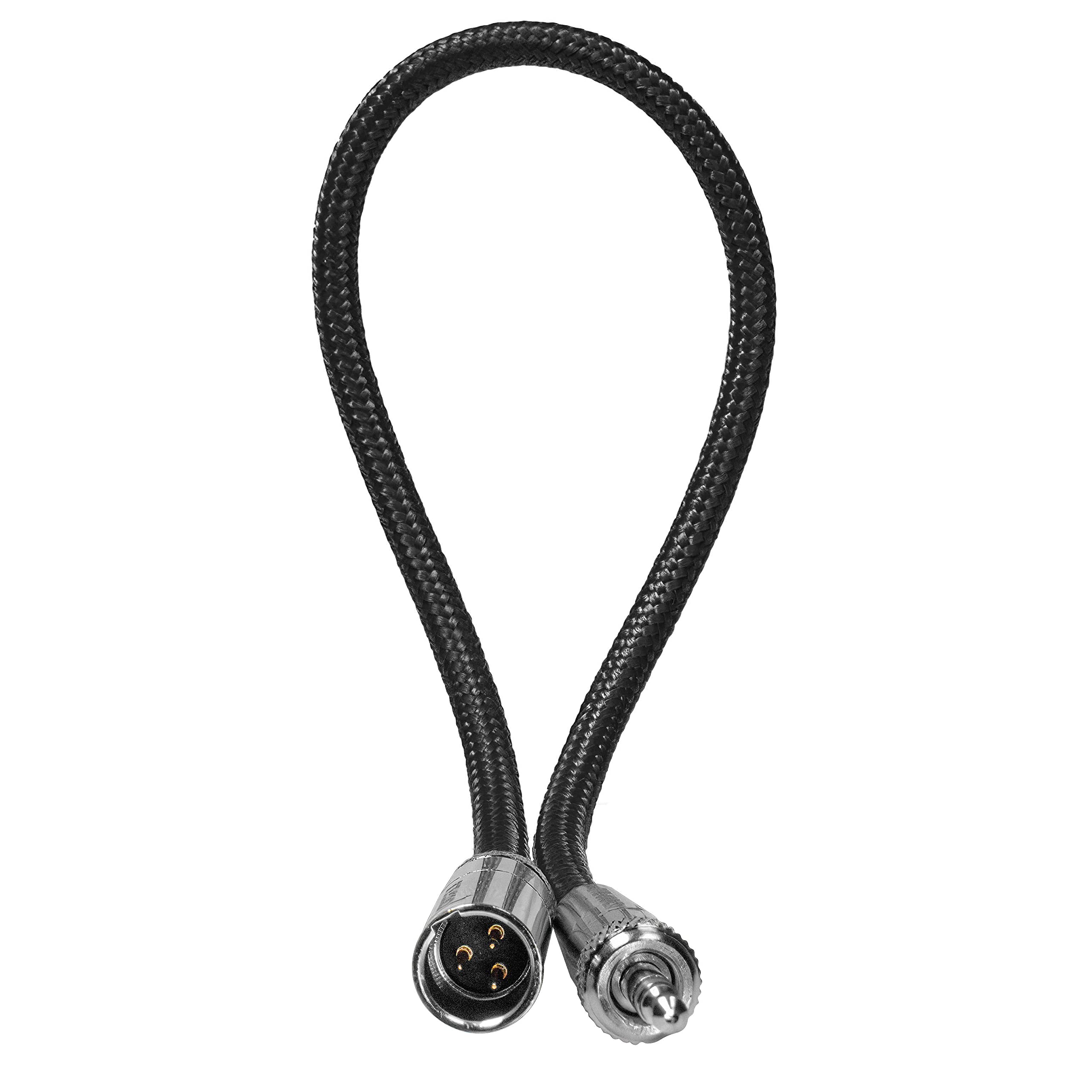 KONDOR Blue | 12 Inch Mini XLR (TA3) 3-Pin to 3.5mm TRS Locking Adapter Cable | for Compatible Lavalier Mics & Wireless Receivers, Nylon Braided, Reinforced Connectors | Black