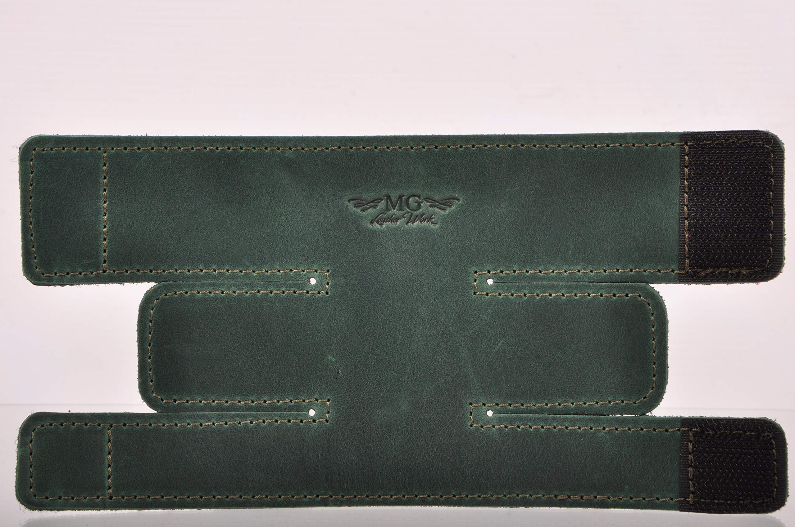 MG Leather Work Trumpet Valve Guard Genuine Leather of protection and comfort (Guard, Green)