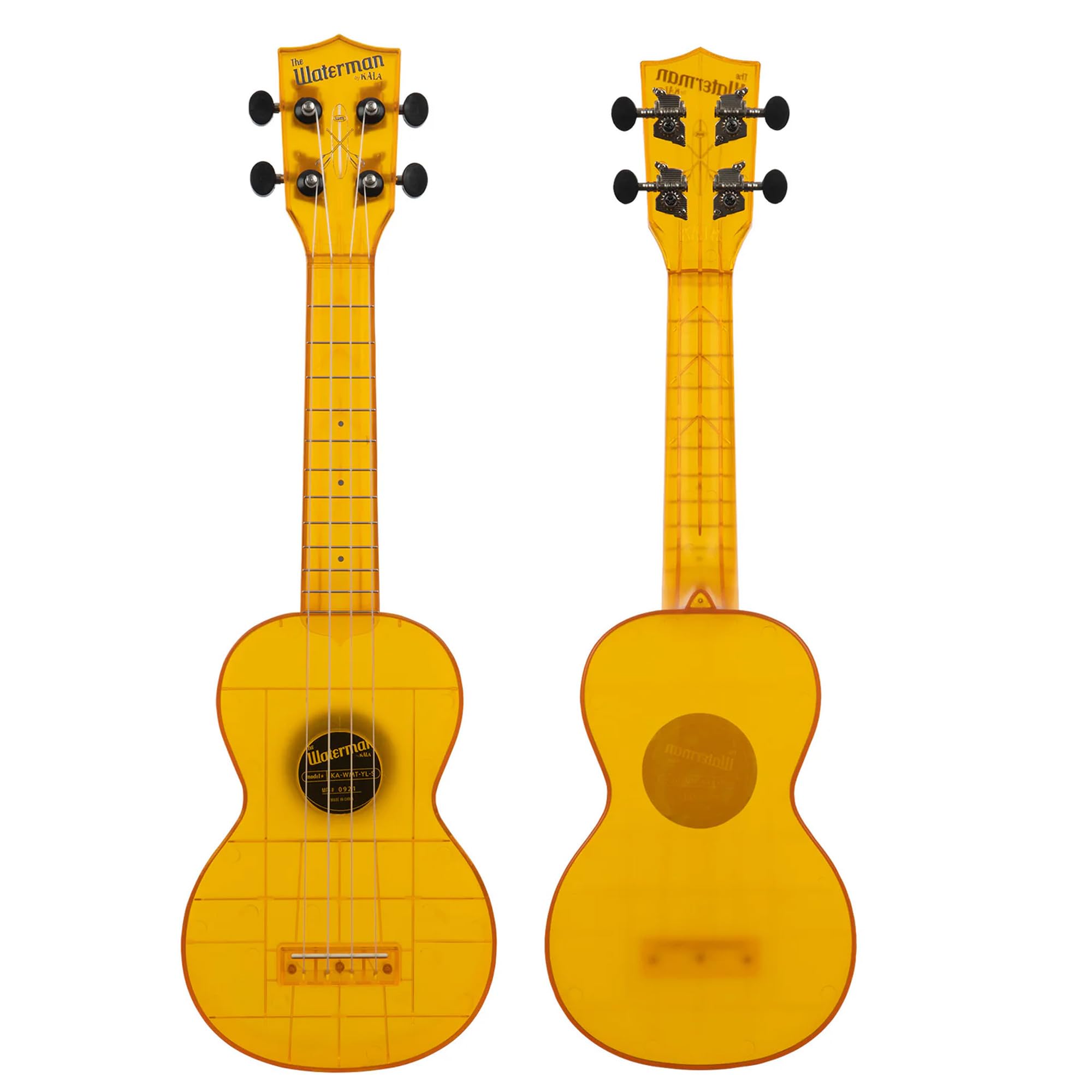 Kala Ukulele Amber Yellow 4 String Soprano Ukulele from the Waterman Sea Glass Collection, Classroom Instruments
