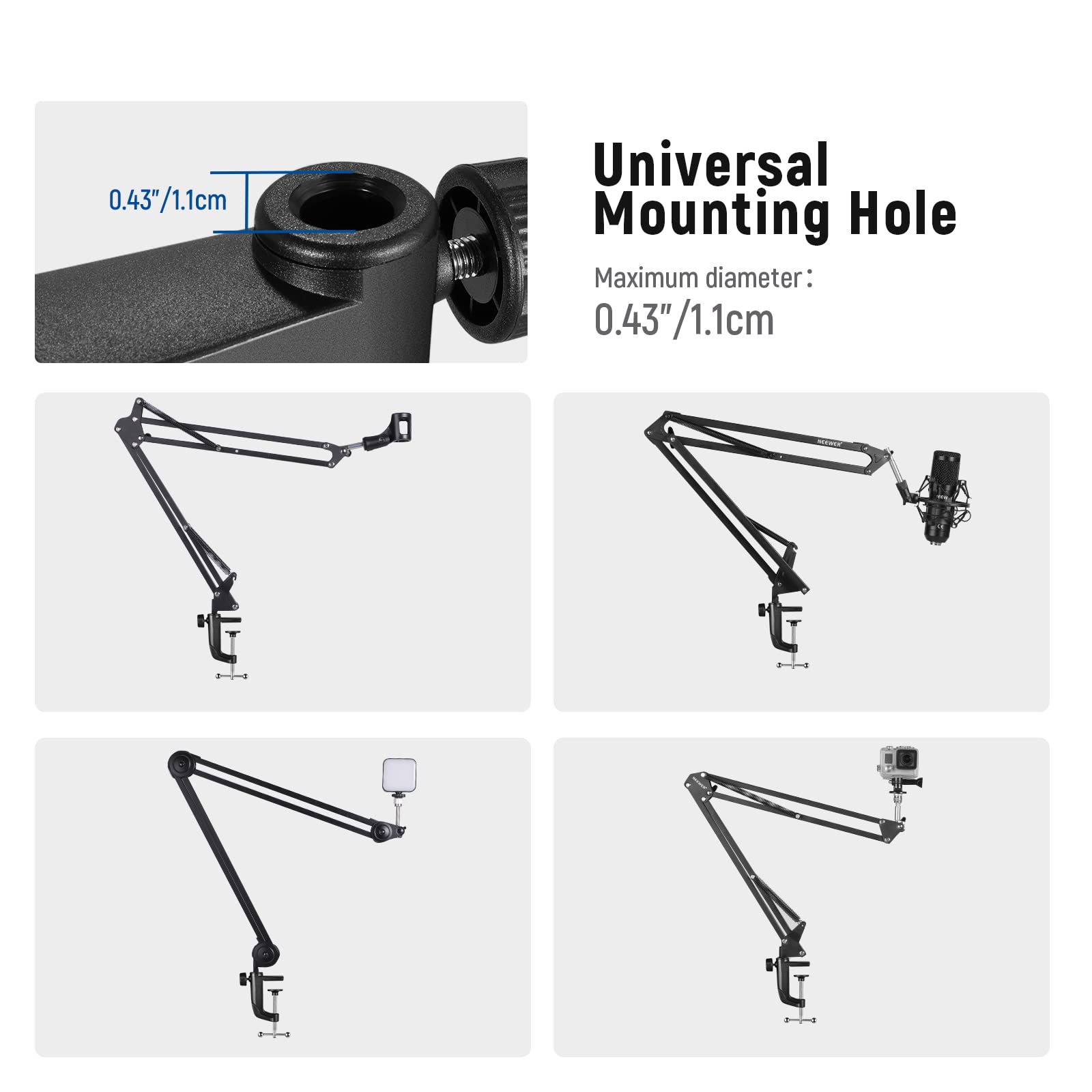 NEEWER Metal Table Mounting Clamp for Microphone Suspension Boom Arm Stand