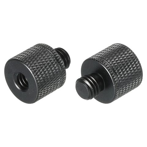 MECCANIXITY Mic Stand Adapter 1/4 Female x M8 Male Camera Screw Thread Adapter for Microphone Tripod Stand Black 2 Pack
