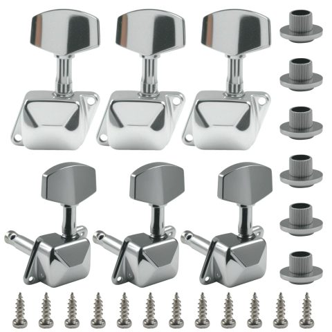 Hordion 6pcs Semi-closed Guitar String Tuning Pegs Tuners, 3L 3R, Silver