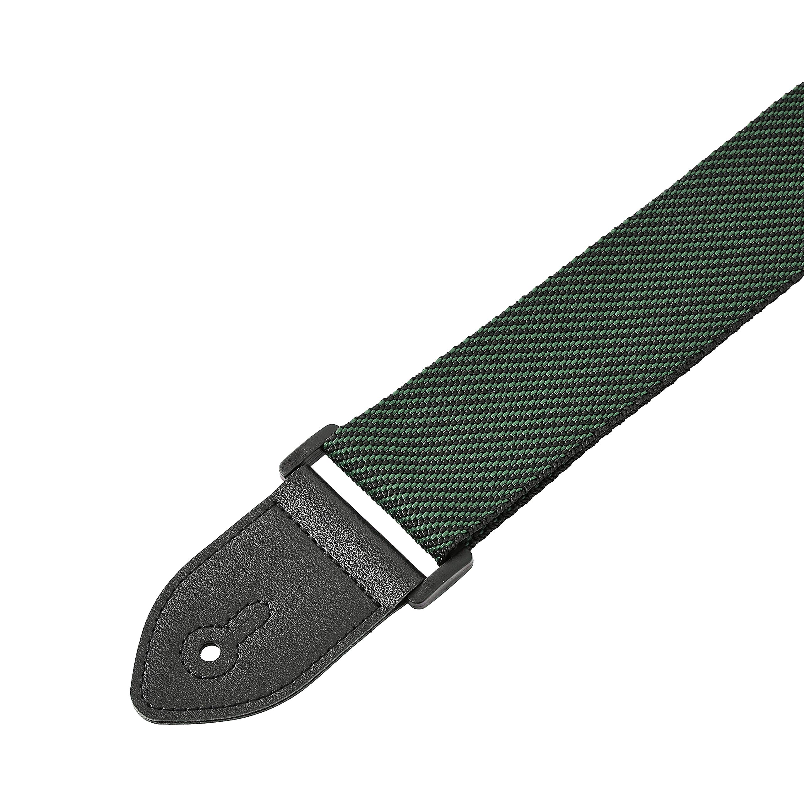 Amazon Basics Adjustable Guitar Strap For Electric/Acoustic Guitar/Bass – Includes 3 Pick Holders – Green