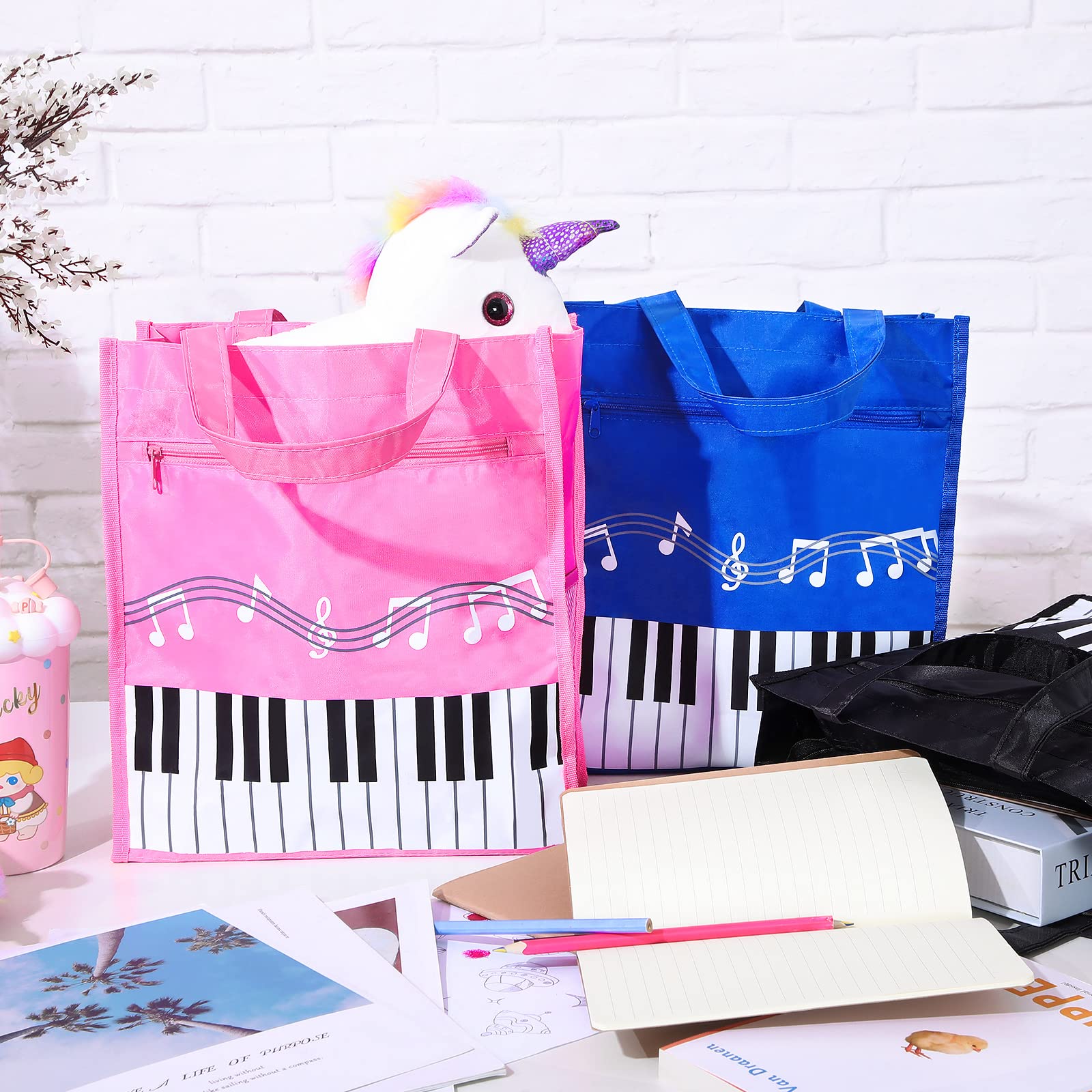 Cunno 3 Pcs Piano Keys Handbag Reusable Tote Bag Shoulder Shopping Bag for Music Teacher Gifts