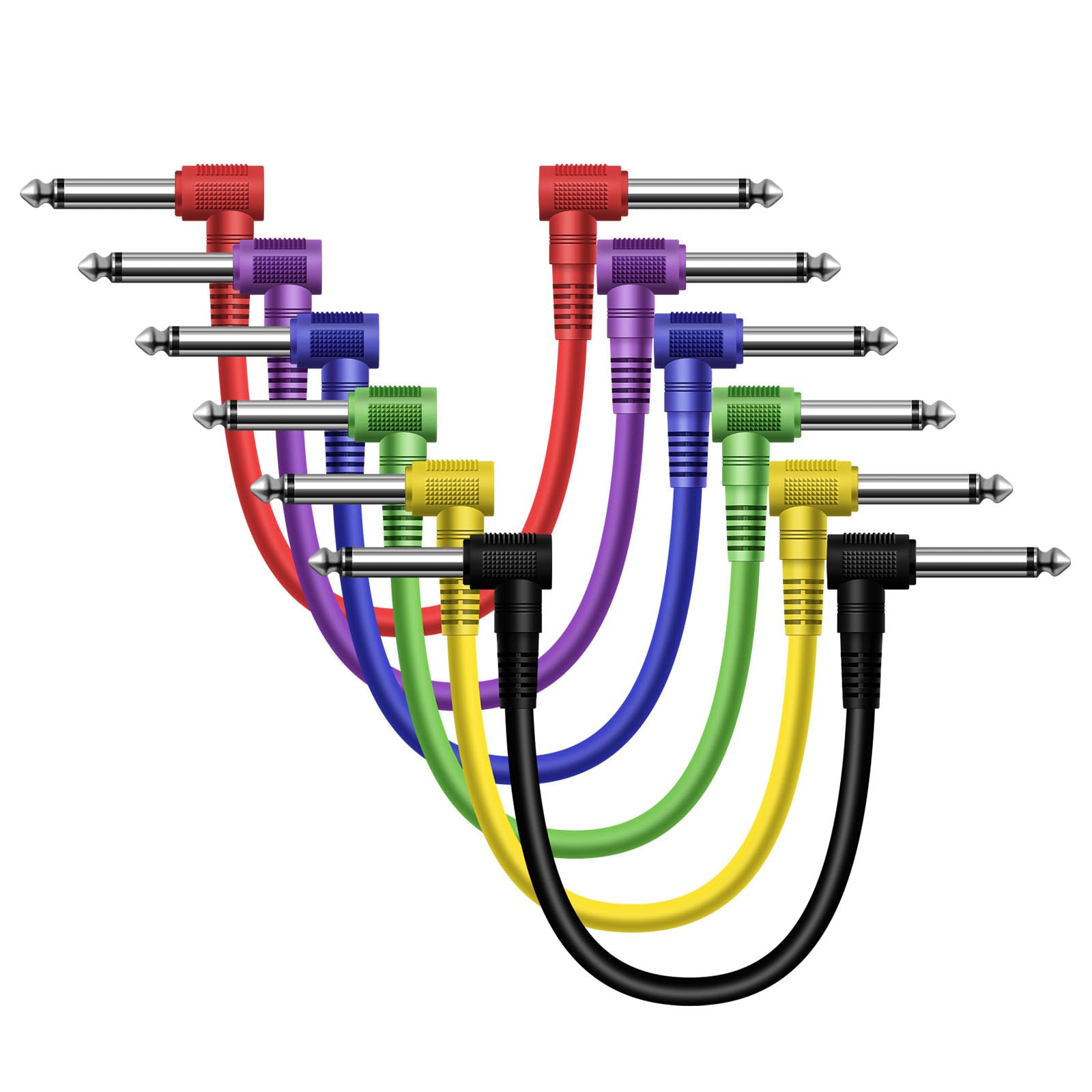 Heams Premium 6 Pack 6 Inch Guitar Patch Cable, Noise Free, Long-Lasting