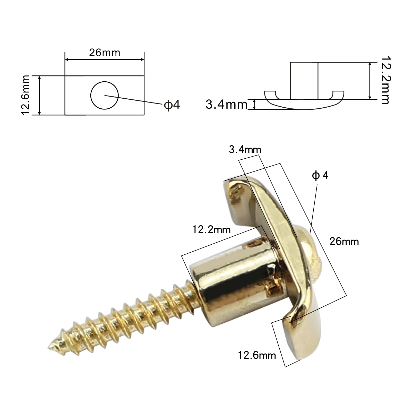 OVSAL 2 PCS Electric Guitar String Guide/Retainer Zinc Alloy String Trees for Electric Guitar Replacement Parts Gold