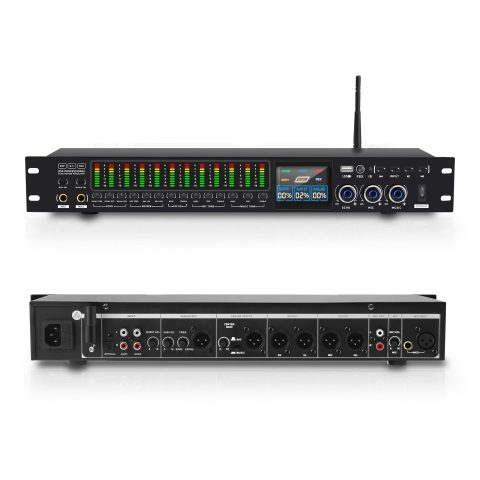 FULODE K-7 Digital Audio Karaoke Processor, Professional Auto Anti-Howling Vocal Effects Processor KTV Pre-Processor Echo Mixer With Equalizer, Bluetooth, Optical, USB Connections & Remote Control
