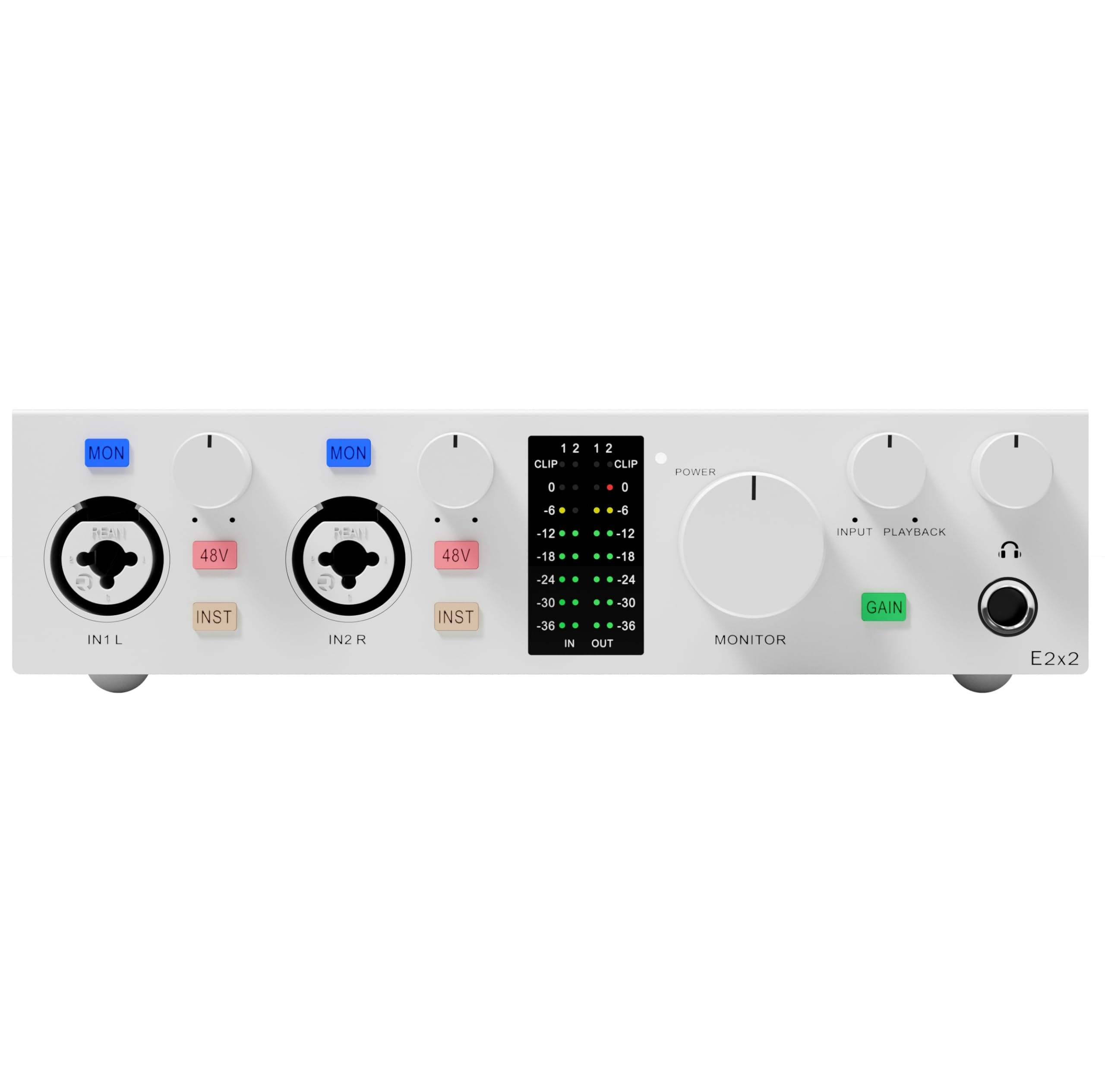 TOPPING E2X2 USB Audio Interface – High-Performance Mixer & Recording Interface for PC, Mac, iPhone & Android – Ultra-Linear Preamp, 48V Phantom Power, Low Noise, Real-Time Monitoring (White)