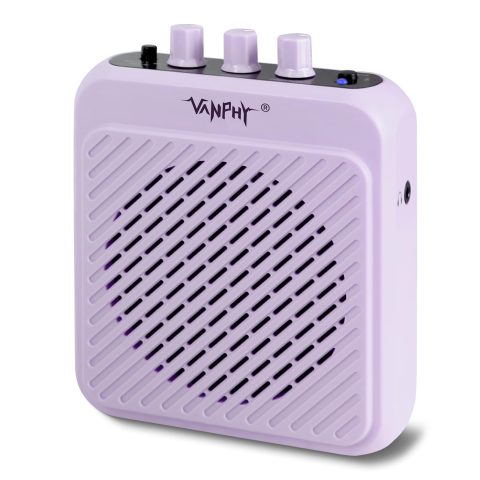 VANPHY Mini Electric Guitar Amplifier 3W Rechargeable Bluetooth Guitar Amp with Clean Overdrive Channel 5H Working Portable Small Amp for Indoor Practice and Traveling AG-03N Purple