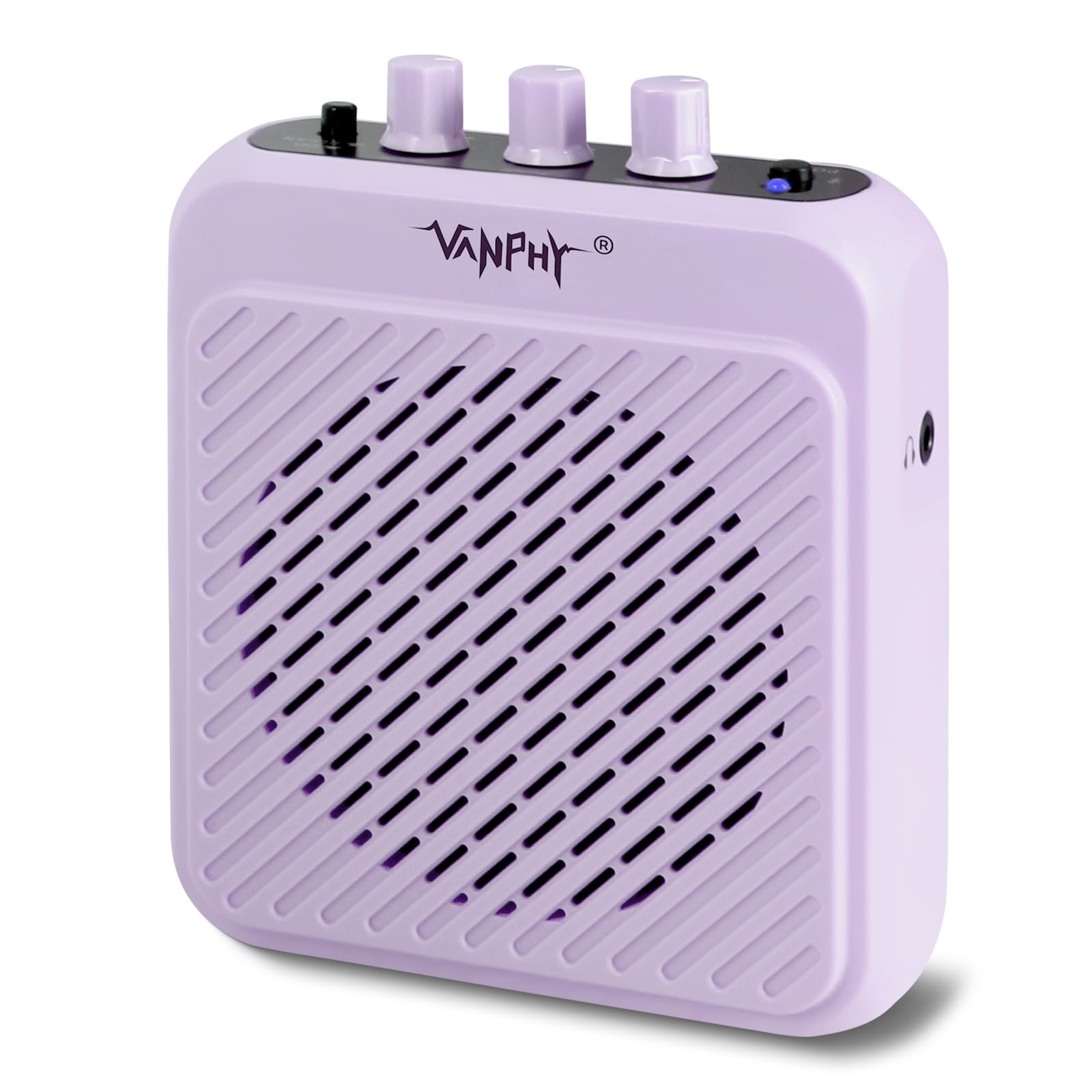 VANPHY Mini Electric Guitar Amplifier 3W Rechargeable Bluetooth Guitar Amp with Clean Overdrive Channel 5H Working Portable Small Amp for Indoor Practice and Traveling AG-03N Purple