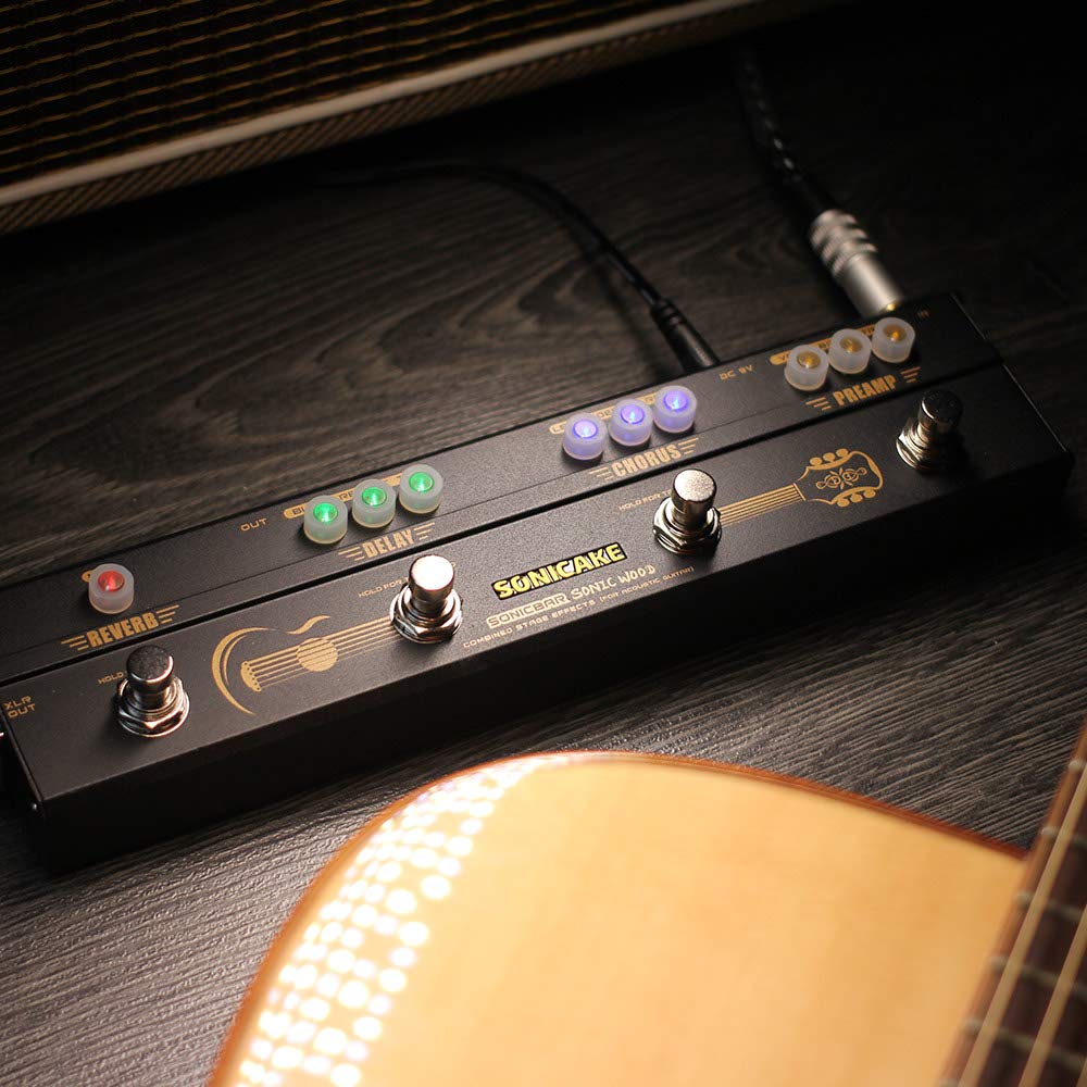 SONICAKE Acoustic Pedal Guitar Effect Acoustic Pedal Multi Effects Preamp Chorus Delay Reverb Acoustic Guitar Pedal Sonic Wood with XLR Output