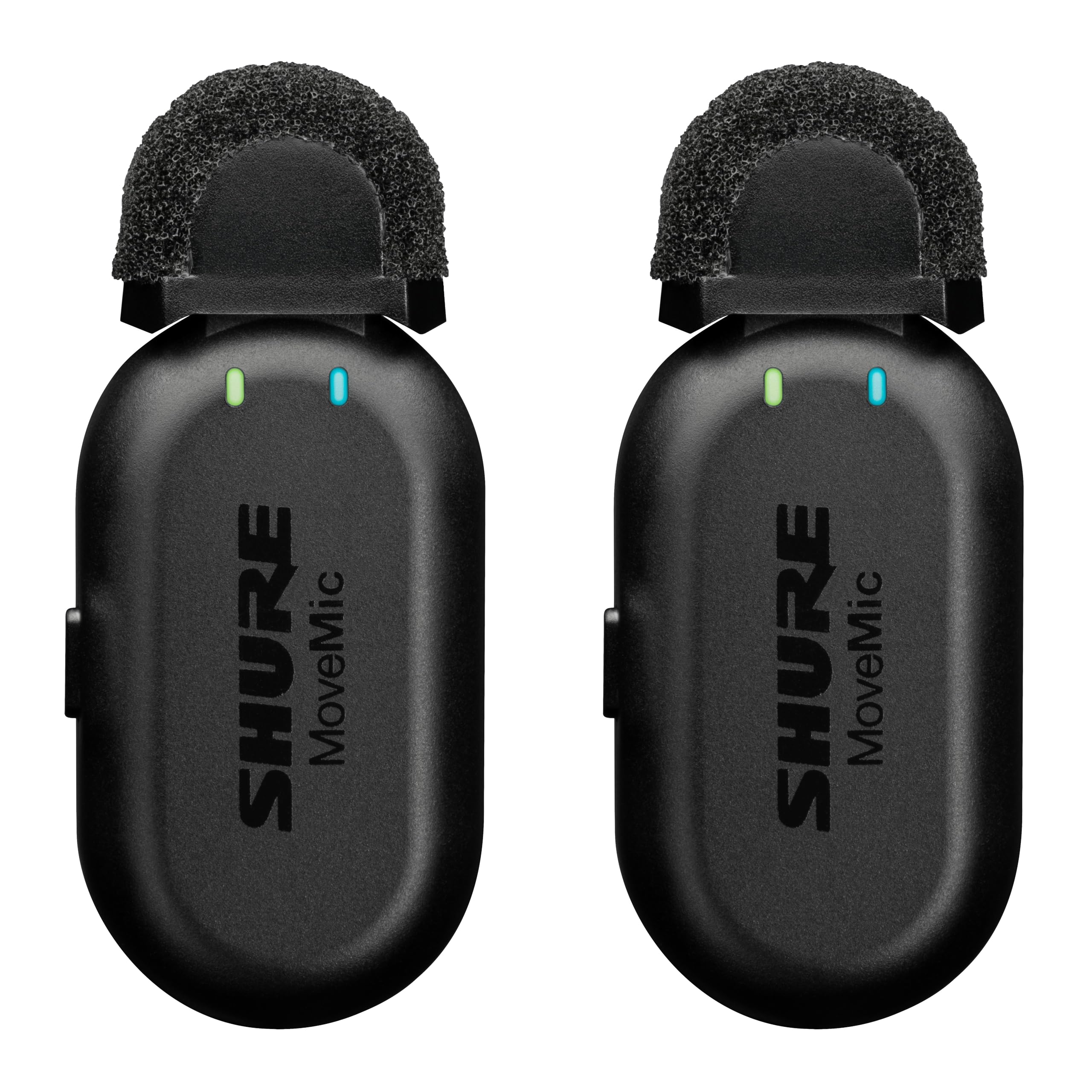 Shure MoveMic Two – Pro Direct to Phone Wireless Lavalier Microphones for iPhone & Android, 2 Bluetooth Mini Mics, 24 Hours Charge, Quick Set Up, IPX4, Compact & Portable Clip Lavs (MV-Two-Z7)