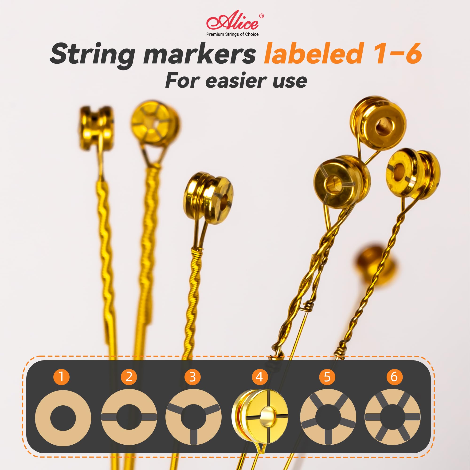 Alice Acoustic Guitar Strings 6 String Set | Designed for Professional Concerts | Multi-layer nano-coating | Fully Coated Golden | Phosphor bronze for Classic Warm and Bright tone | Super Light 1 Pack