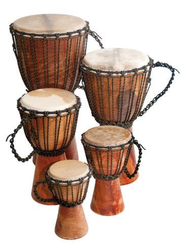 Terre Djembe Handmade Drum 16″ Tall 7.5-8.5″ Head Mahogany Wood Goat Skin