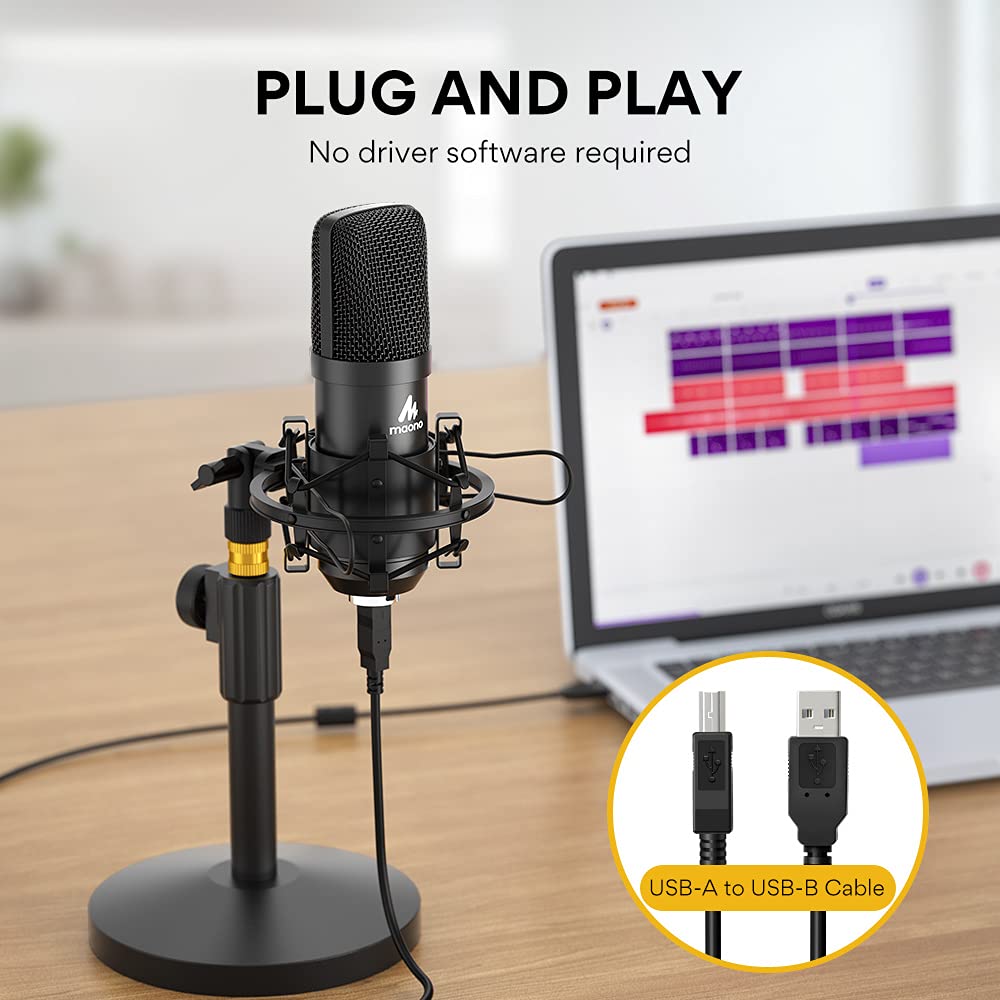 MAONO A04T USB Condenser Microphone Kit, 192kHz/24bit for PC Podcasting