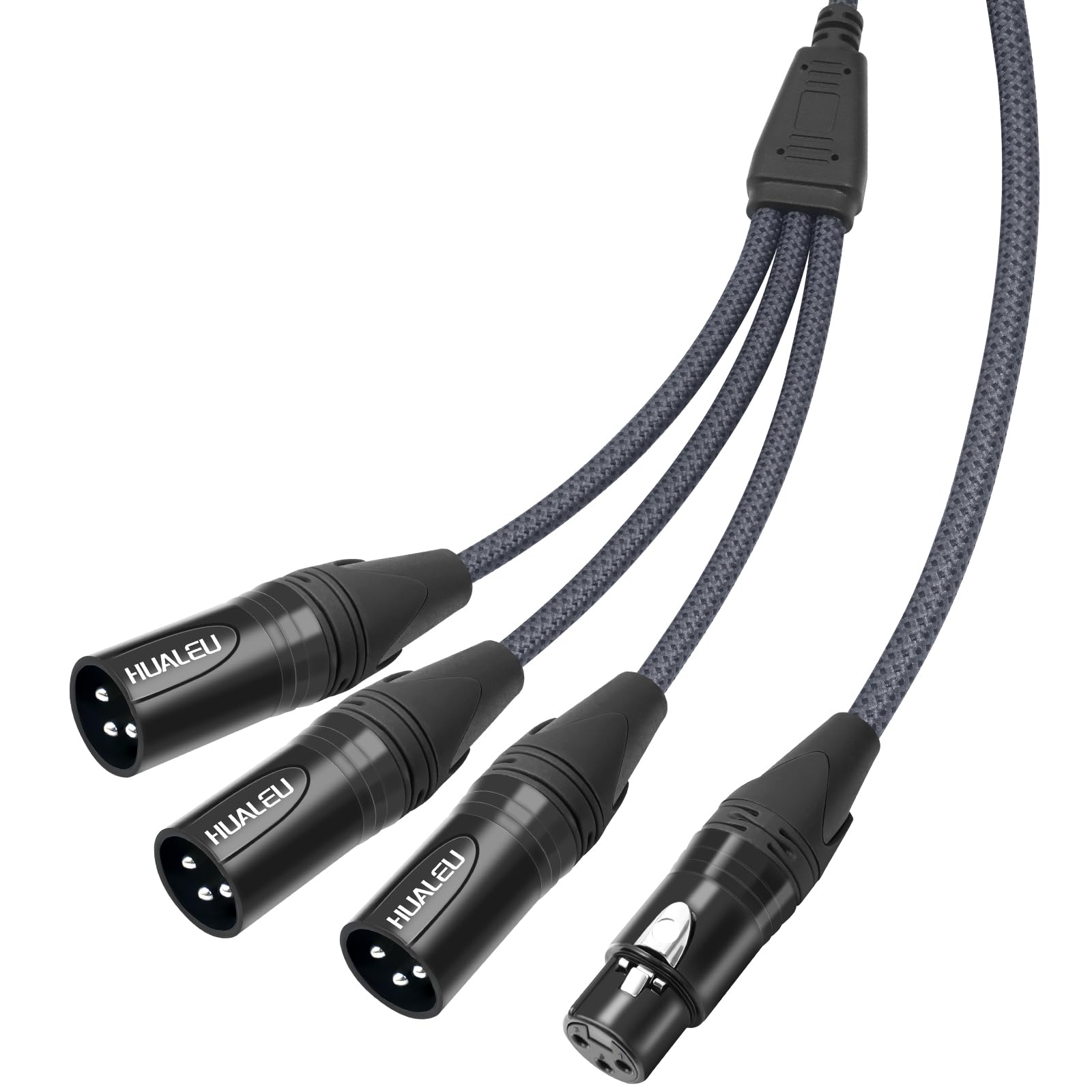 HUALEU 3-Pin XLR Female to 3 Male Y Splitter Cable,3 Way XLR Splitter Cable Balance 1 Female to 3 Male Audio Cable for Mixer Microphone- 2Feet