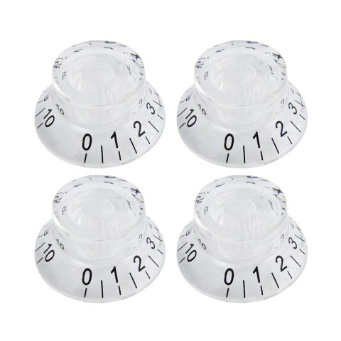 FLEOR 4pcs LP Guitar Top Hat Knobs Transparent 18 Splines Bell Knob for LP SG Electric Guitar