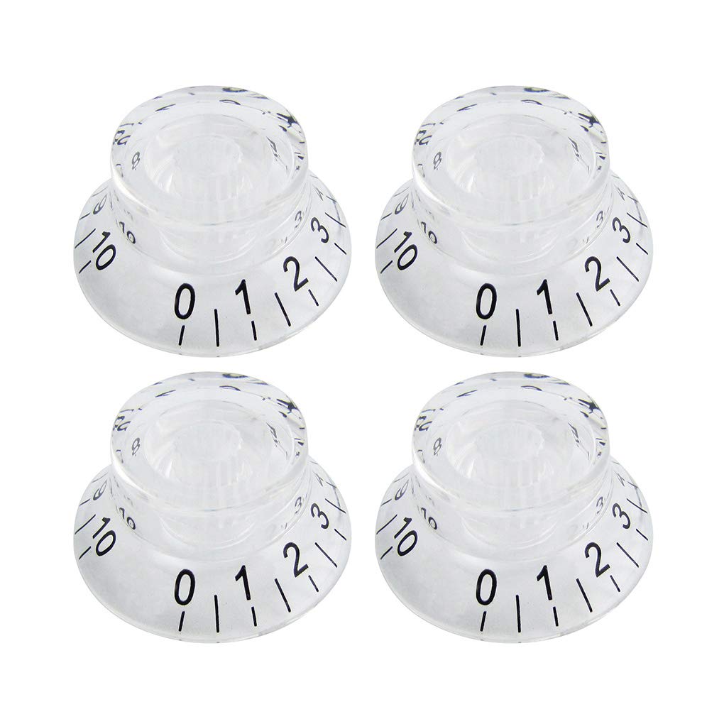 FLEOR 4pcs LP Guitar Top Hat Knobs Transparent 18 Splines Bell Knob for LP SG Electric Guitar