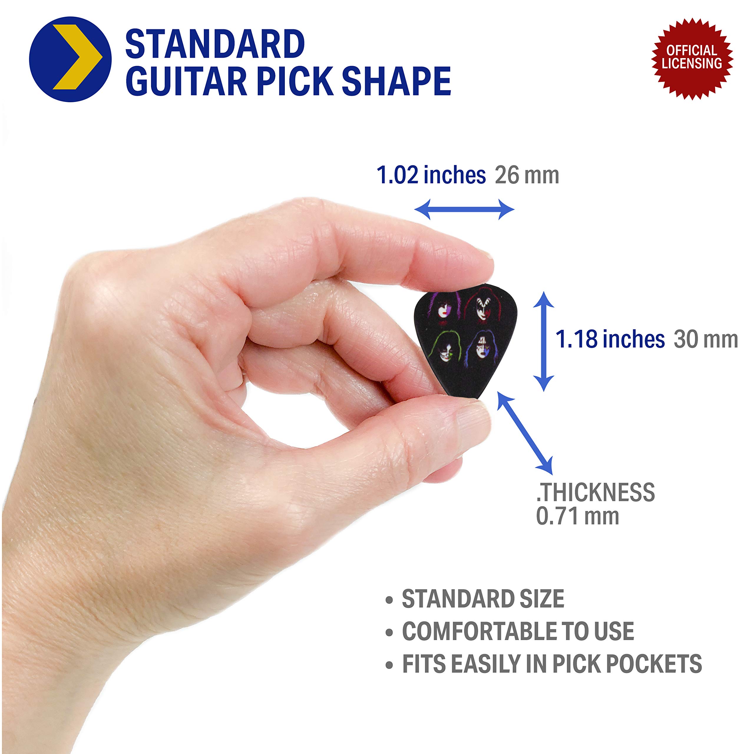 Perri’s Leathers Ltd. – Guitar Picks – Celluloid – KISS – Official Licensed Product – Assorted Designs – Medium 0.71mm – 12 Pack – For Acoustic/Bass/Electric Guitars – Made in Canada (LP12-KISS1)