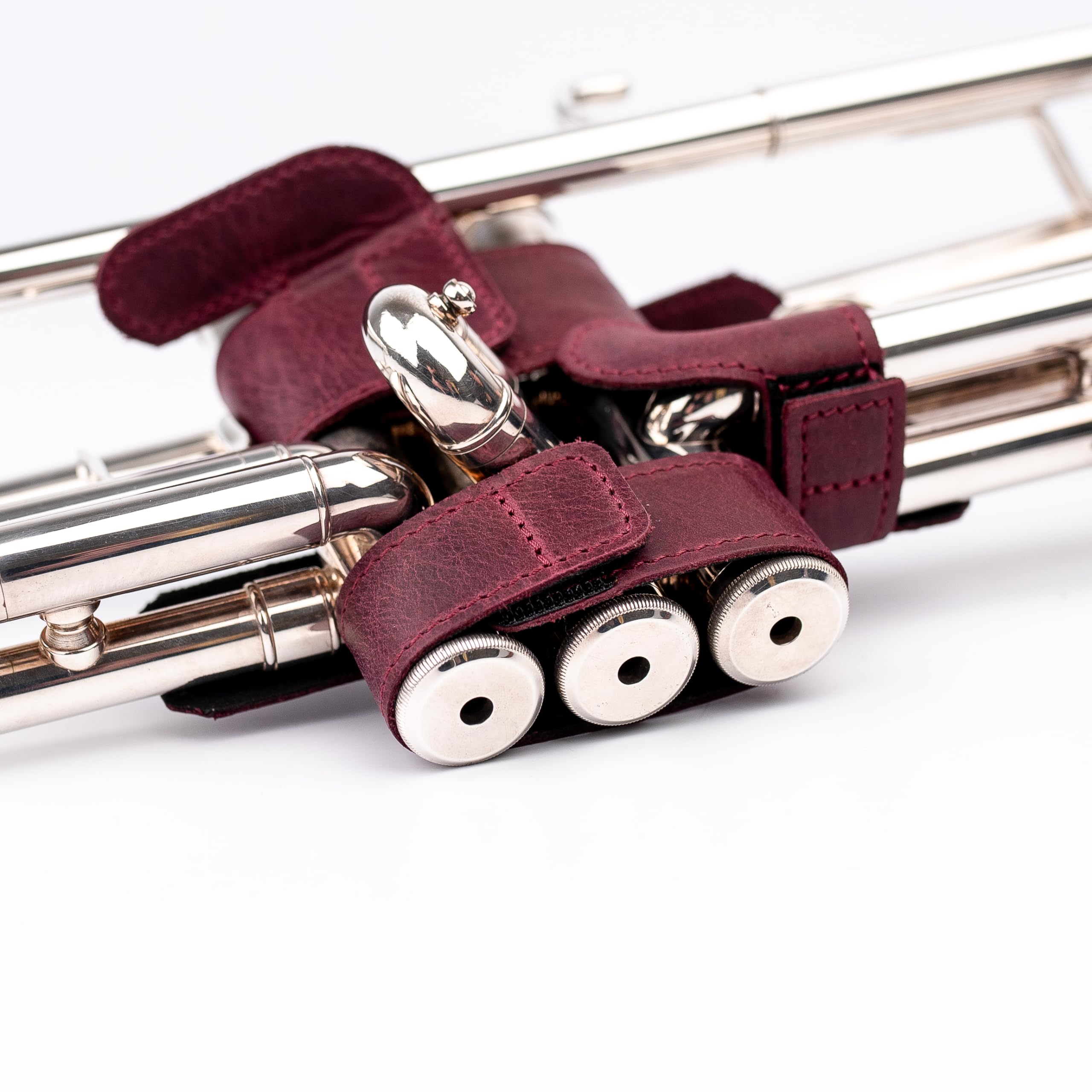 Trumpet Valve Guard XL Genuine Leather Protection Trumpet Valve Cover Valve Wrap (Marsala)
