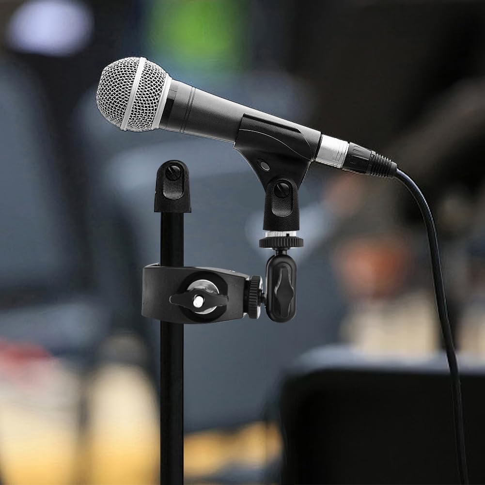 Mic Crab Clamp, Double Ball‑Head Microphone Holder with 1/4″‑5/8″ Adapter