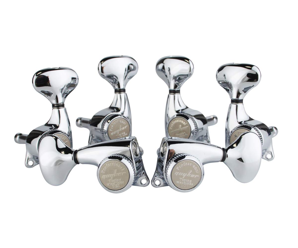 Guyker Guitar Locking Tuners (3L + 3R) – 1:21 Lock String Tuning Key Pegs Machine Head Set Replacement for ST TL SG LP Style Electric, Folk or Acoustic Guitars – Chrome