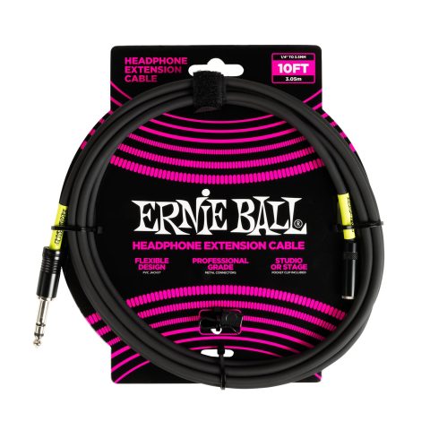 Ernie Ball Headphone Extension Cable 1/4 to 3.5mm 10ft – Black