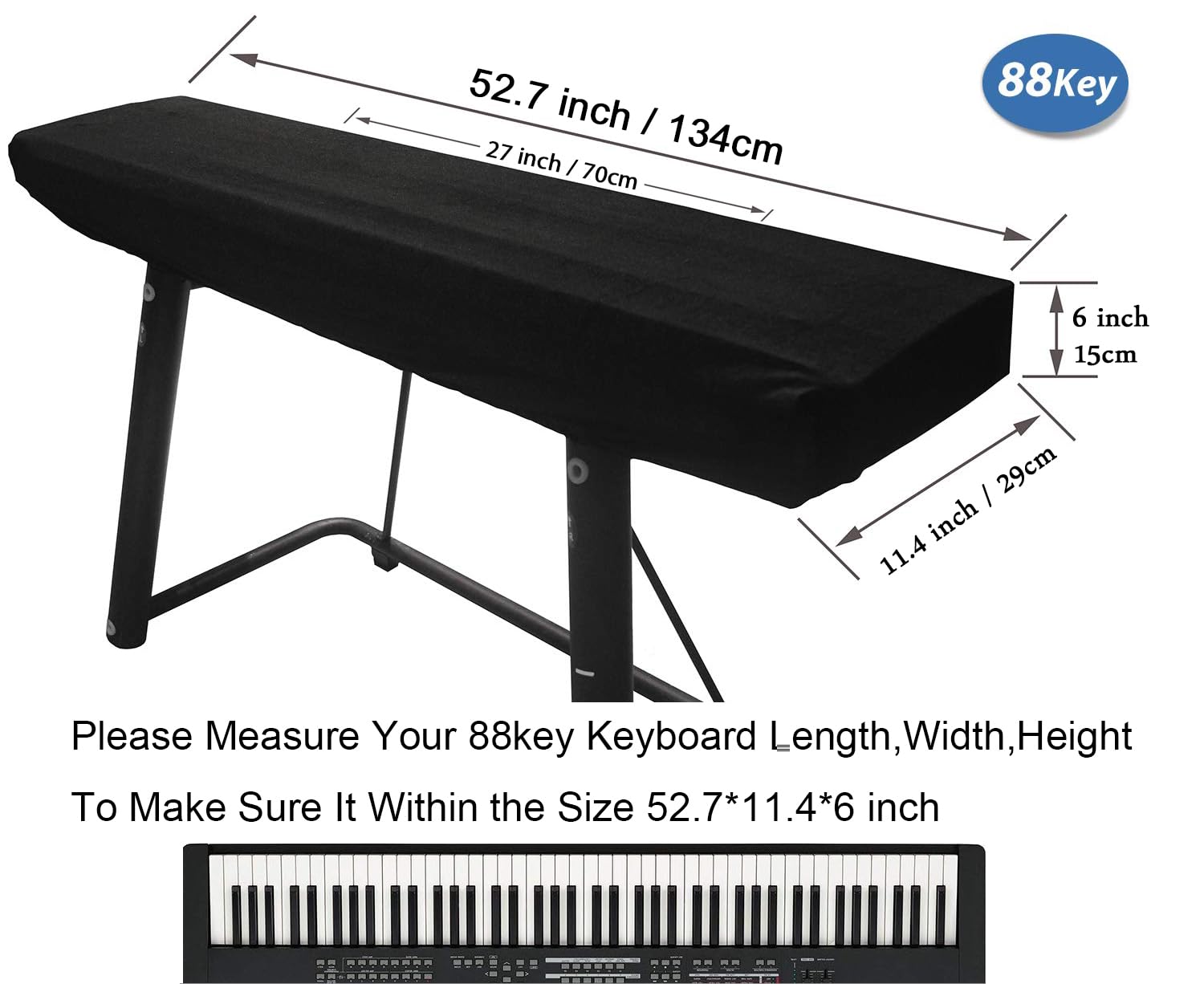 Ruibo 88 Key Keyboard Cover / Electronic Piano Keyboard Dust Cover with Drawstring made of 420D Oxford
