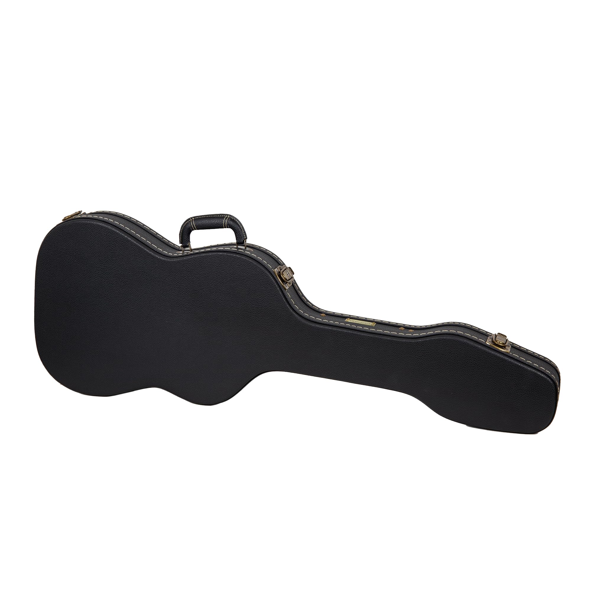 Crossrock Wooden Guitar Case -Fits Telecaster and Stratocaster Styles of Guitars -Vintage Hardware, Sponge Lining, Storage Space-Black (CRW520STBK)
