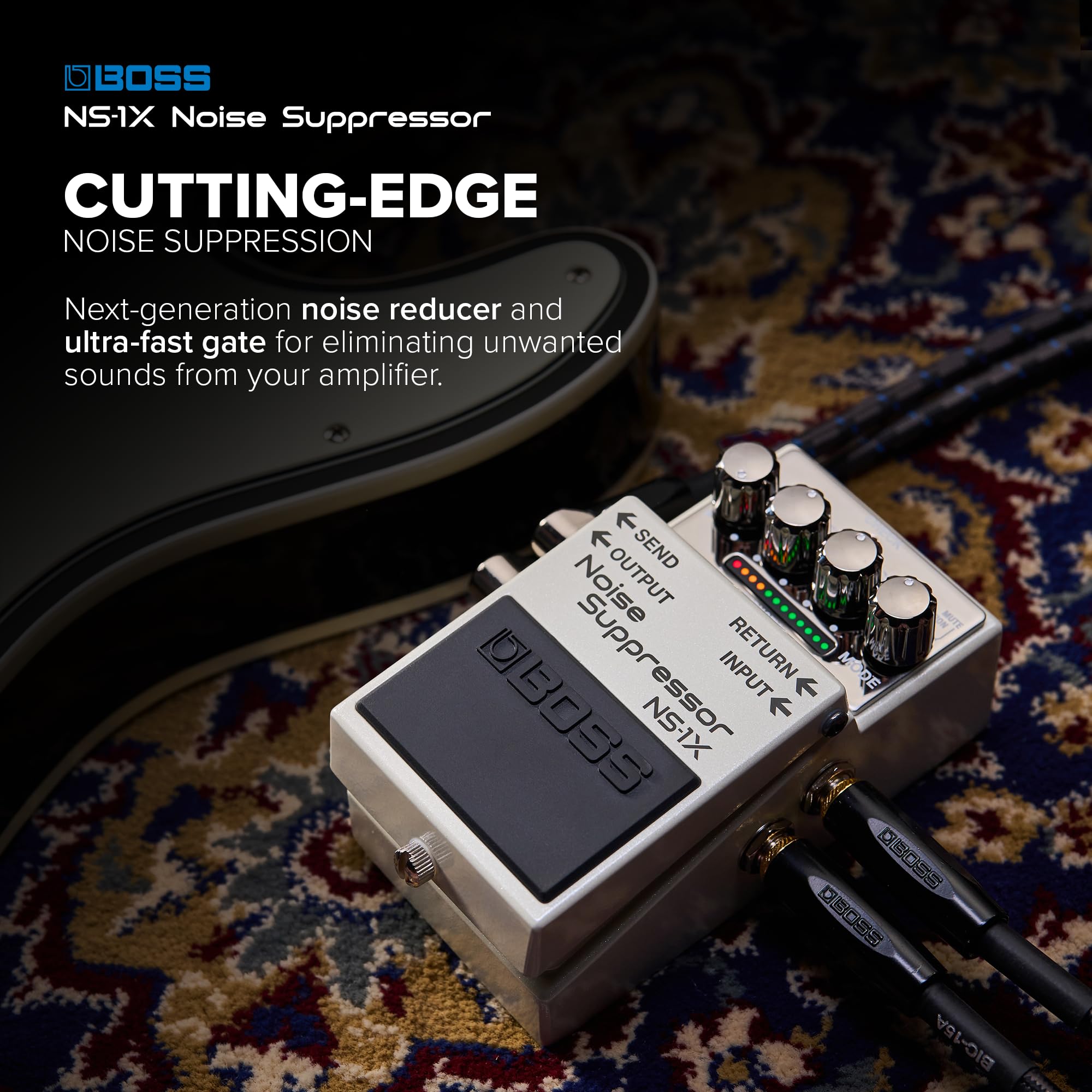 BOSS NS-1X Noise Suppressor | Next-Generation Noise Reducer & Ultra-Fast Gate for Guitar, Bass & Other Instruments | BOSS MDP Technology | Reduction Mode | Intuitive Operation | Send/Return Loop