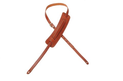 Levy’s Leathers Classic 50’S Style Veg-Tan Guitar Strap With Sliding Shoulder Pad And Buckle Adjustment, Walnut (M25-WAL)