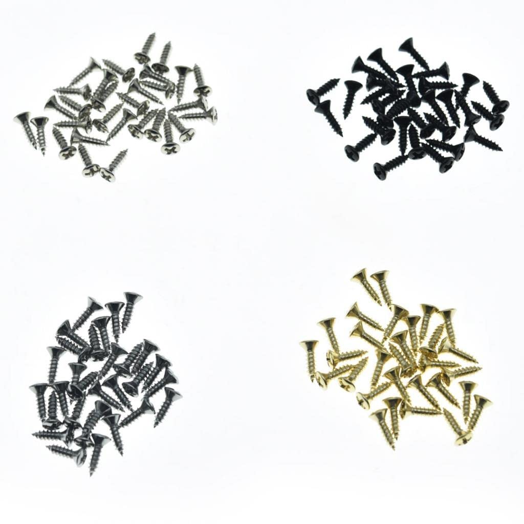 KAISH 30pcs Premium Stainless Steel #3 x 3/8″ Guitar Bass Pickguard Screws Back Plate Screw Switch Plate Screws for USA Les Paul/SG Black