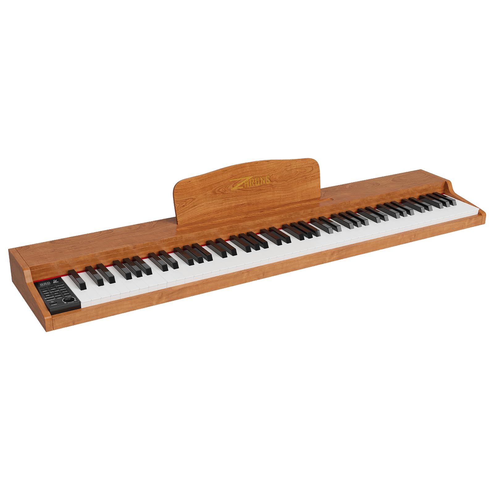 88 Key Weighted Keyboard Piano with Sustain Pedal, Power Adapter & Sheet Music Stand – Home Digital Piano, Brown (Keyboard Only)