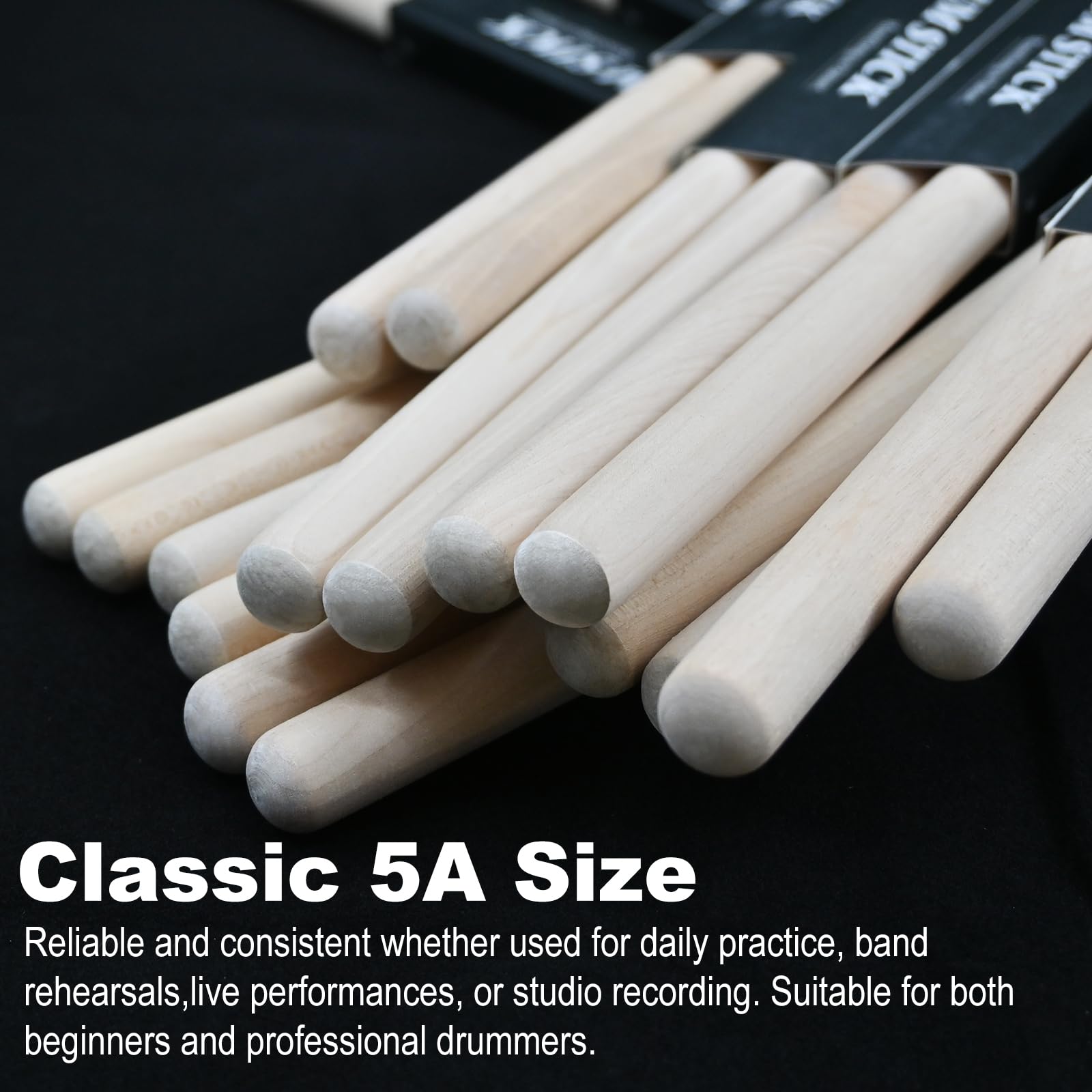 Voxlumia 12 Pairs 5A Drumsticks, Ash Wood Clear Lacquer Finish Drum Sticks