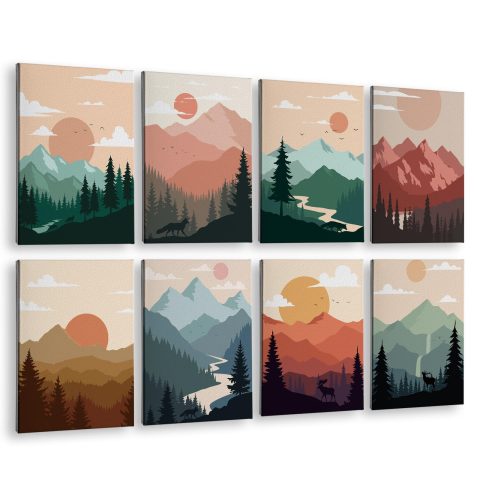 InSimSea Acoustic Art Wall Panels, Minimalist Boho Mountain, 48x32in