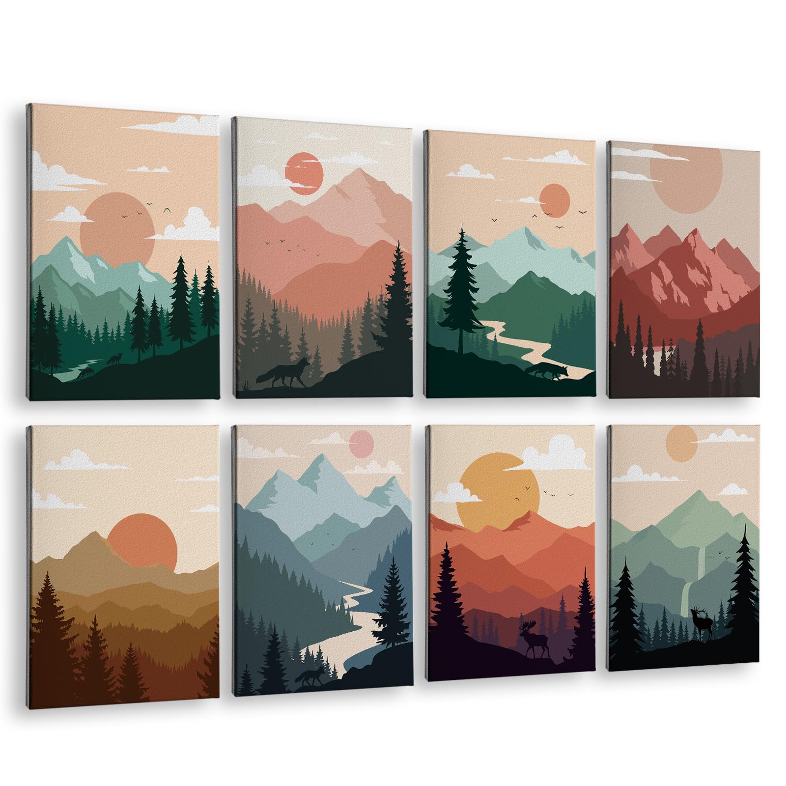 InSimSea Acoustic Art Wall Panels, Minimalist Boho Mountain, 48x32in